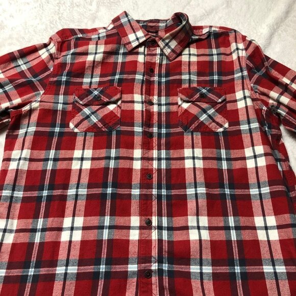 Hudson North Red/Navy Plaid Flannel Button Up Shirt Size XL - Picture 2 of 8